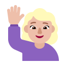 Woman-Raising-Hand-Flat-Medium-Light icon