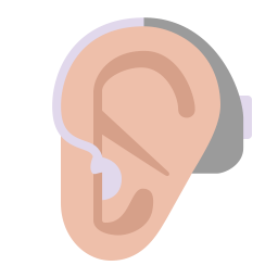 Ear With Hearing Aid Flat Medium Light icon