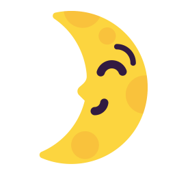 First Quarter Moon Face Flat icon