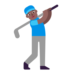 Man Golfing Flat Medium Dark icon