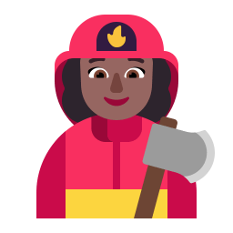 Woman Firefighter Flat Medium Dark icon