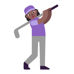 Woman Golfing Flat Medium Dark icon