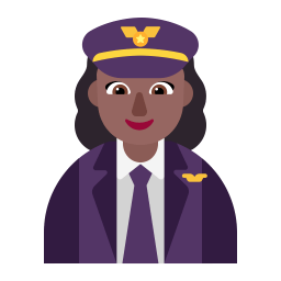 Woman Pilot Flat Medium Dark icon