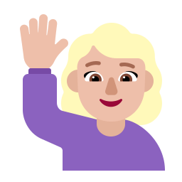 Woman Raising Hand Flat Medium Light icon
