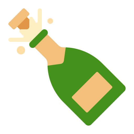 Bottle-With-Popping-Cork-Flat icon