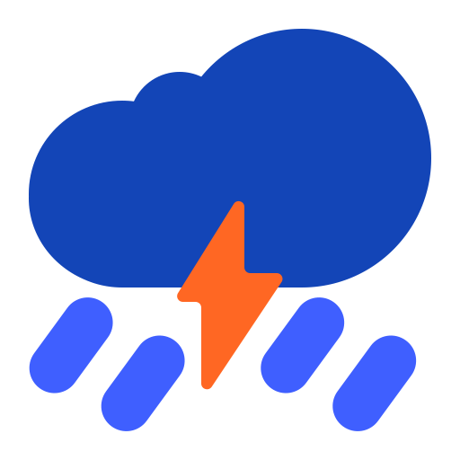 Cloud-With-Lightning-And-Rain-Flat icon