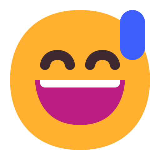 Grinning-Face-With-Sweat-Flat icon
