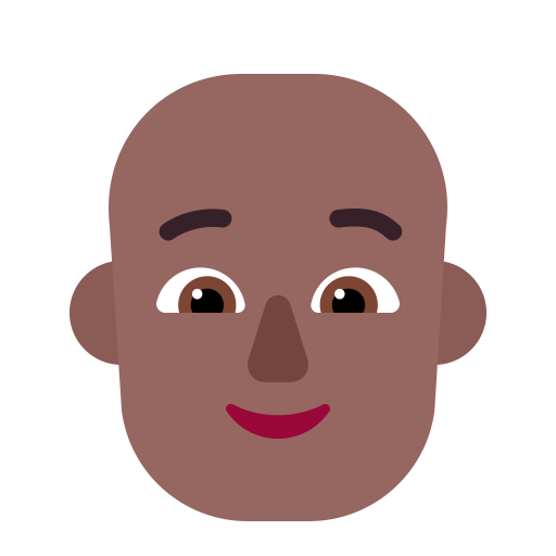 Person Bald Flat Medium Dark icon