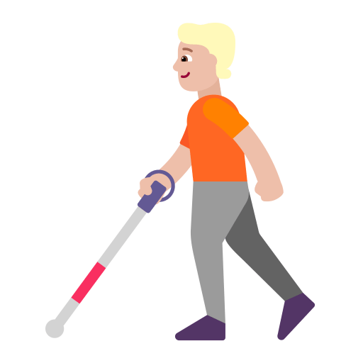 Person With White Cane Flat Medium Light icon