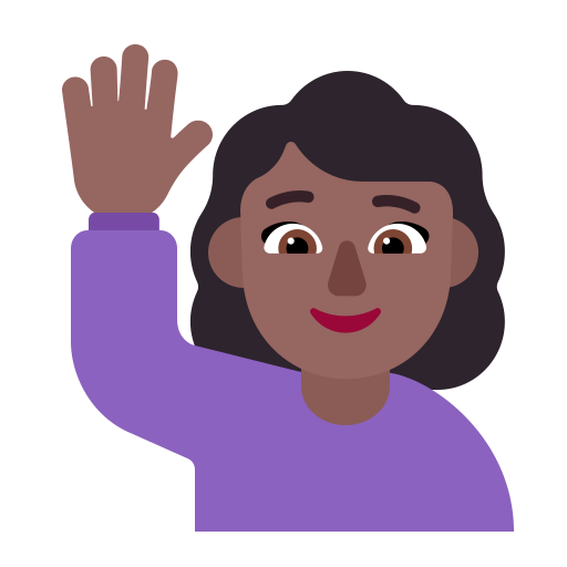 Woman-Raising-Hand-Flat-Medium-Dark icon