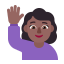 Woman Raising Hand Flat Medium Dark icon