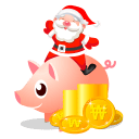 Santa piggy bank icon