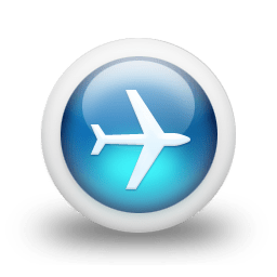 Glossy 3d blue plane icon