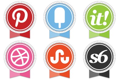 Round Ribbon Social Icons