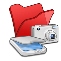 Folder red scanners cameras icon